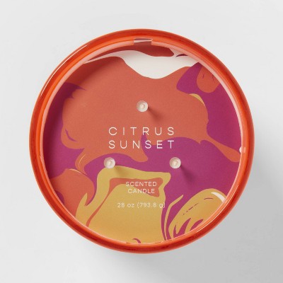 28oz Glass Citrus Sunset Candle Orange - Opalhouse™