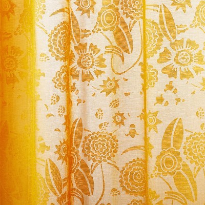 1pc Sheer Idris Printed Burnout Window Curtain Panel Gold - Opalhouse™ Designed With Jungalow™