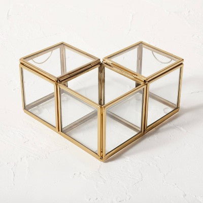 Metal Glass Decorative Box Gold - Opalhouse™ Designed With Jungalow™