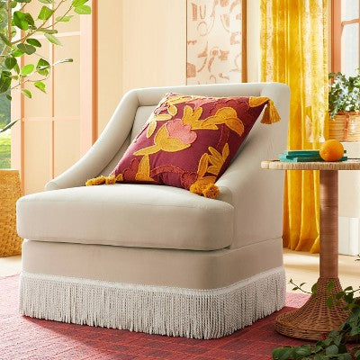  Alberhill Velvet Accent Chair With Fringe - Opalhouse™ Designed With Jungalow™