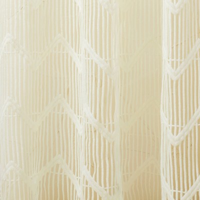  1pc 50"x84" Sheer Zig Zag Macrame Curtain Panel Cream - Opalhouse™ Designed With Jungalow™