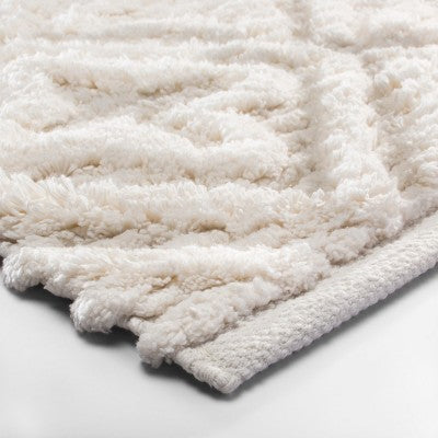  Textured Diamond Shag Bath Rug Cream - Opalhouse™