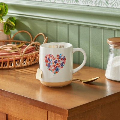  16oz Stoneware Midwest Nice Mug White - Opalhouse™: Coffee Cup, Microwave & Dishwasher Safe, Hot/Cold Beverages
