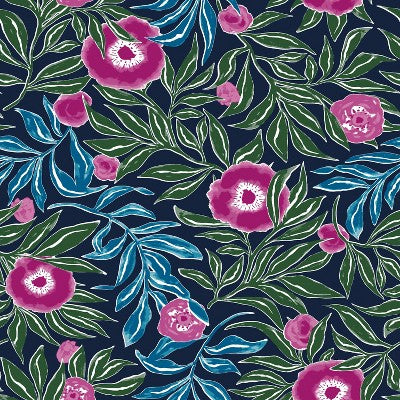  Marker Floral Peel & Stick Wallpaper Blue - Opalhouse™: Removable, Self-Adhesive, Bohemian, Botanical, Washable