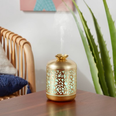  200ml Metal Flower Cutout Color-Changing Oil Diffuser Gold - Opalhouse™