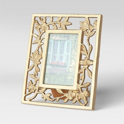  4" X 6" Metal Feather Frame Light Gold - Opalhouse™