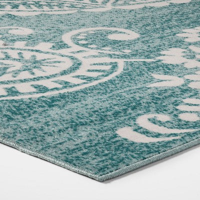  Vintage Medallion Outdoor Rug Turquoise - Opalhouse