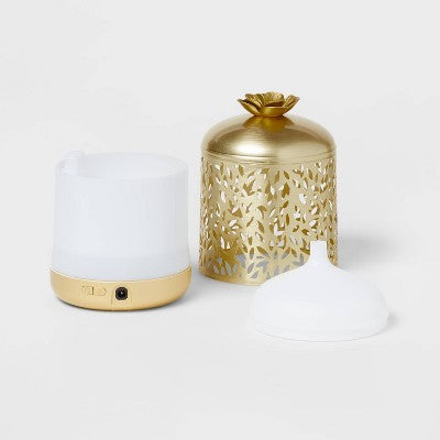  200ml Metal Flower Cutout Color-Changing Oil Diffuser Gold - Opalhouse™