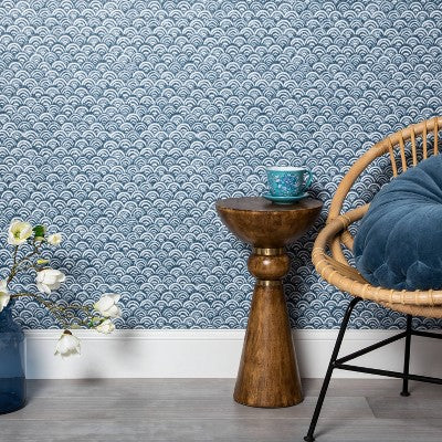  Rainbow Scallops Peel & Stick Wallpaper Blue/White - Opalhouse™: Removable, Temporary, Vinyl, Kitchen Decor
