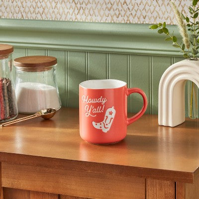  16oz Stoneware 'Howdy Y'all!' Mug Red - Opalhouse™: Coffee Mugs, Microwave & Dishwasher Safe, Hot/Cold Beverages