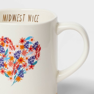  16oz Stoneware Midwest Nice Mug White - Opalhouse™: Coffee Cup, Microwave & Dishwasher Safe, Hot/Cold Beverages