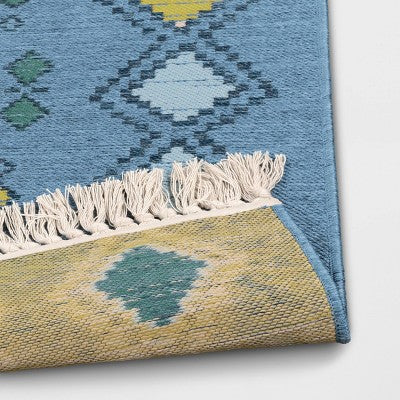  7'x10' Bright Moroccan Rectangular Woven Outdoor Area Rug Indigo - Opalhouse™