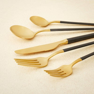  5pc Stainless Steel Silverware Set Black/Gold - Opalhouse™ Designed With Jungalow™