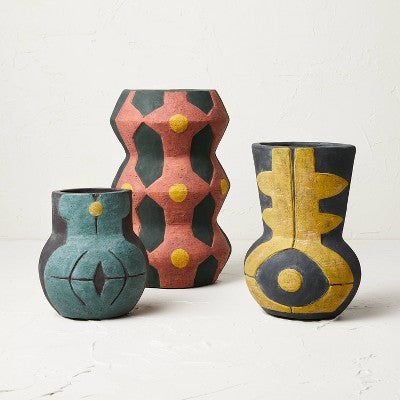 Medium Geo Pattern Vase Yellow - Opalhouse™ Designed With Jungalow™